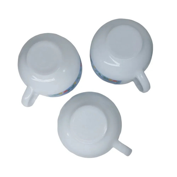 Vintage Arcopal Milk Glass Soup Bowls/Mugs designed Marc Palluy Primeur Set of 3 - Picture 7 of 9